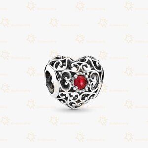 Pandora July Signature Heart Charm, Synthetic Ruby